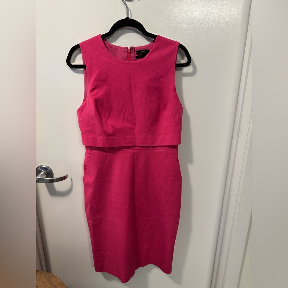 J. Crew Sleeveless going-places dress in bi-stretch cotton | Pink | Size: 8